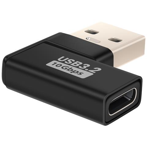 Adattatore Usb-c A Usb-a Maschio Piegato A Sinistra Carica E Trasferimento 10gbps, Nero - Foto 5