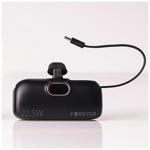 Banca Di Alimentazione 5000 Mah Usb-c Con Cavo Usb-c Integrato Ultra Compatto, Nero - Foto 2