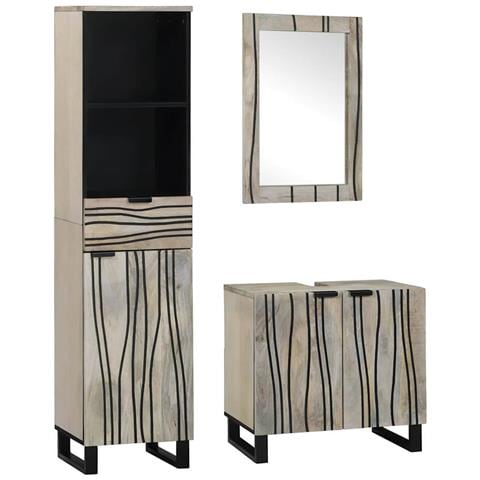 Set di mobili per il bagno 3 pcs Bianco 38 x 33 x 160 cm - Foto 1