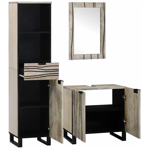 Set di mobili per il bagno 3 pcs Bianco 38 x 33 x 160 cm - Foto 2