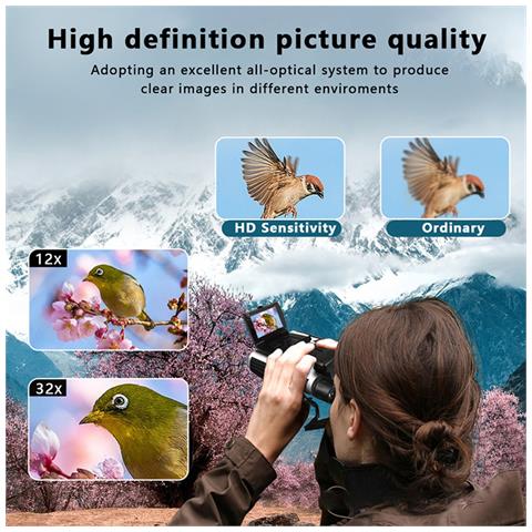 Binocolo Digitale 12x32 Con Video 2.5k E Foto 48mp, Zoom 8x E Schermo Ips - Foto 6