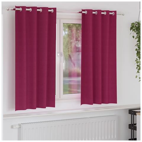 Tende con tende 2 pcs Rosso Vino 175x140cm Poliestere - Foto 2