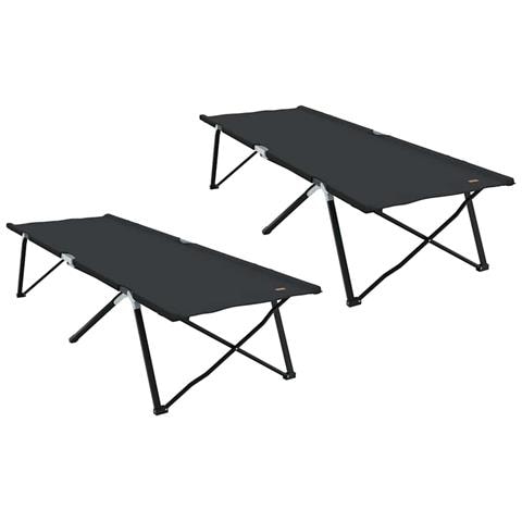Letto da campeggio pieghevole 2 pcs Nero 206 x 76 x 74 cm - Foto 1