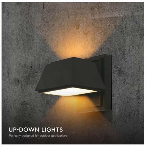 Lampada LED da Muro 15W 120LM /W Doppio Fascio Luminoso Colore Nero 4000K IP65, colore Nero - Foto 4