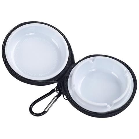 Mini Posacenere Portatile Rotondo Con Custodia Antiurto In Eva E Anello Per Appendere White+black - Foto 1