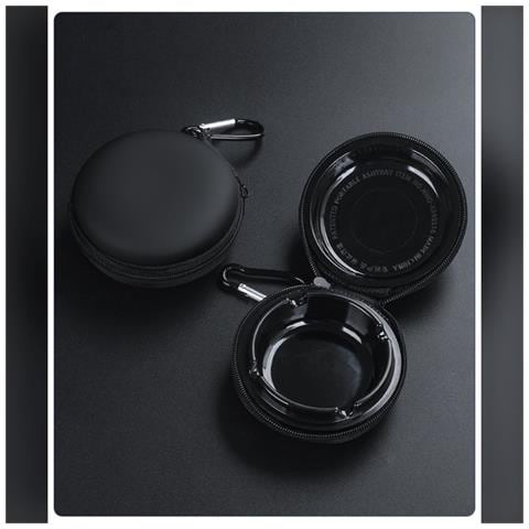 Mini Posacenere Portatile Rotondo Con Custodia Antiurto In Eva E Anello Per Appendere White+black - Foto 2