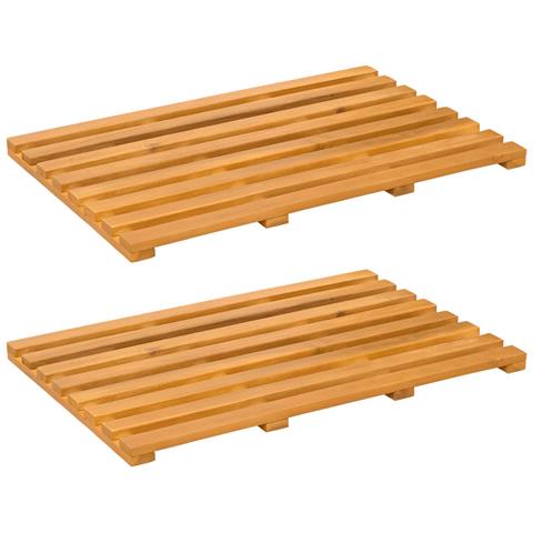 Tappeto da bagno Tinta unita Marrone 100 x 53 cm legno - Foto 1
