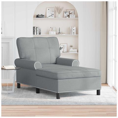 Chaise Lounge Grigio chiaro 91 x 157 x 91 cm Tessuto - Foto 2