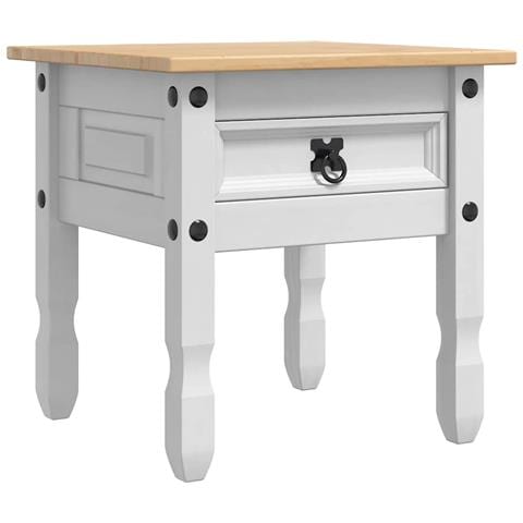 Tavolino Corona Bianco 50 x 50 x 50 cm Pino massello - Foto 1