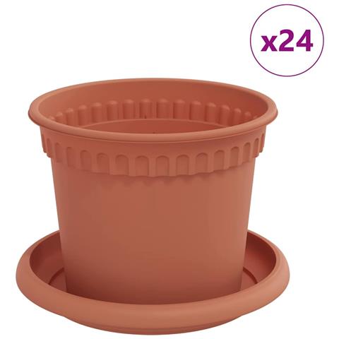 Vasi per Piante 24 pcs Rosso Mattone Ø 12,5 x 10 cm Plastica - Foto 1