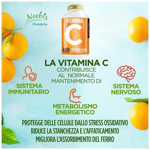 Vitamina C 1000 mg 240 Compresse - Acido L-Ascorbico ad Alto Dosaggio - Sistema Immunitario, Collagene e Azione Antiossidante (Confezione doppia) - Foto 2