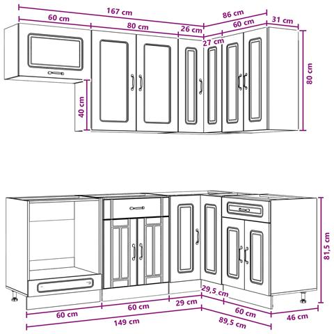 Unità Cucina KALMAR 8 pcs Nero Legno ingegnerizzato - Foto 9