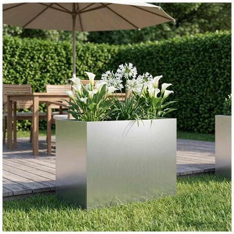 Vaso da giardino Argento 60 x 40 x 50 cm Acciaio zincato - Foto 2