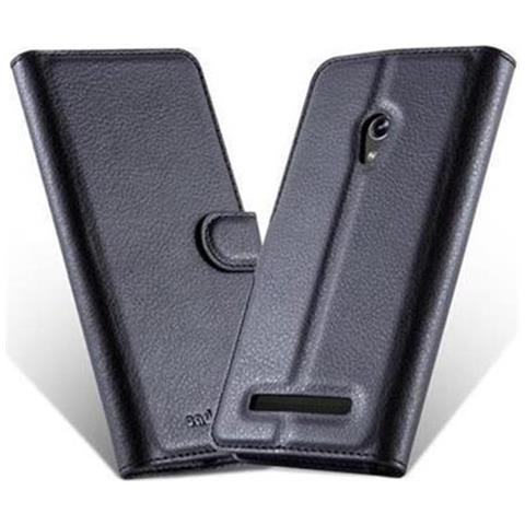 Custodia Compatibile Con Asus Zenfone 5 2014 In Nero Carbone - Coperchio Protettiva Con Chiusura Magnetica, Funzione Stand E Tasca Per Le Carte - Foto 2