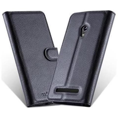Custodia Compatibile Con Asus Zenfone 5 2014 In Nero Carbone - Coperchio Protettiva Con Chiusura Magnetica, Funzione Stand E Tasca Per Le Carte - Foto 11