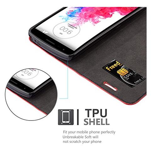 Custodia Compatibile Con Lg G3 Stylus In Rosso Mela - Coperchio Protettiva Con Chiusura Magnetica, Funzione Stand E Tasca Per Le Carte - Foto 2