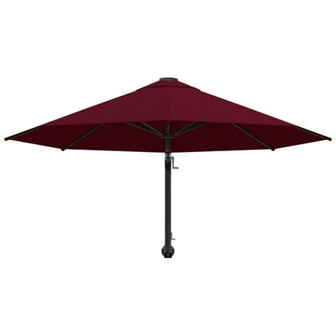 Ombrellone a Muro con Palo in Metallo 300 cm Rosso Borgogna - Foto 2