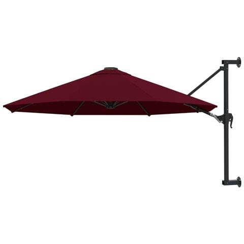 Ombrellone a Muro con Palo in Metallo 300 cm Rosso Borgogna - Foto 1