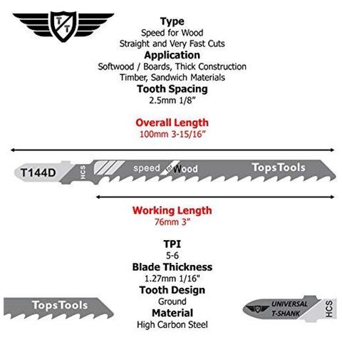 15 X Topstools T144d Dritti E Veloci Tagli Jigsaw Blades Compatibile Con Bosch Dewalt Makita Milwaukee E Molti Altri - Foto 4