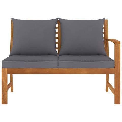 Panca Da Giardino 114,5cm Con Cuscino Grigio Massello Di Acacia - Foto 2