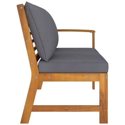 Panca Da Giardino 114,5cm Con Cuscino Grigio Massello Di Acacia - Foto 6
