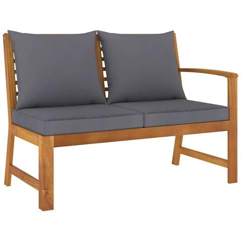 Panca Da Giardino 114,5cm Con Cuscino Grigio Massello Di Acacia - Foto 1