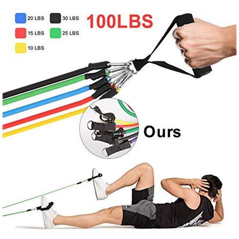 Bande Di Resistenza Esercizio Set 5pcs Bande Di Tensione Forza Di Formazione Fitness Tubi Con Maniglie Porta Di Ancoraggio Cinturini Alla Caviglia Borsa Per Il Trasporto Allenamento Guide E Banda Di Guardia Attrezzature Per Uomini E Donne - Foto 2