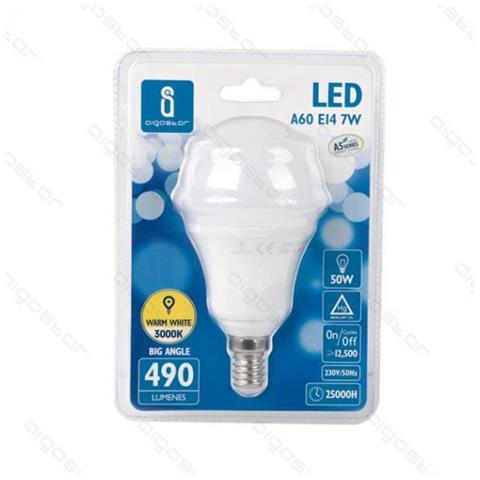 Lampadina Led A5 A60 7w Attacco E14 - 560 Lumen - 3000k Luce Calda - Grande Angolo 280 Gradi Misura D60h115mm Cri80ra - Foto 2