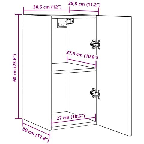 Mobile Porta TV Bianco 30,5x30x60 cm in Legno Multistrato - Foto 11