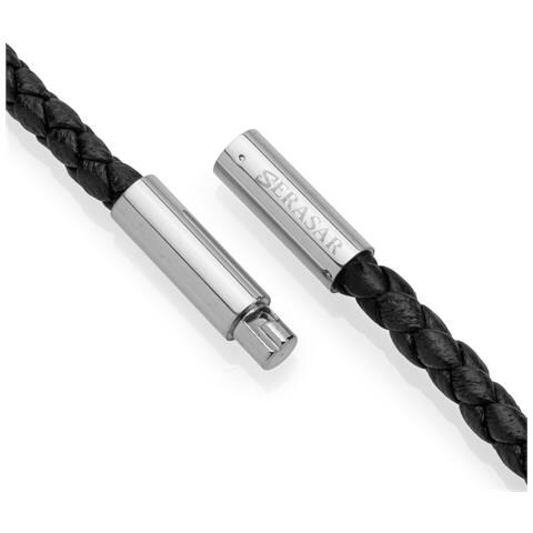 Collana da Uomo in Vera Pelle, ""Cross"", 60cm, Argento - Foto 2