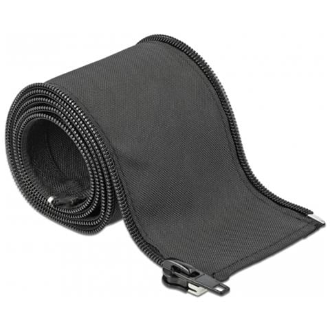 Manicotto intrecciato con cerniera lampo 1 m x 25 mm nero - Foto 1