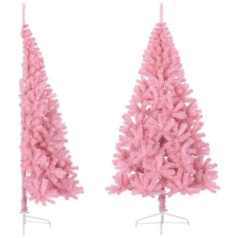 Albero di Natale Artificiale a Metà con Supporto Rosa 240cm PVC - Foto 1