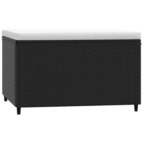 Poggiapiedi Da Giardino Con Cuscino In Polyrattan Nero - Foto 6