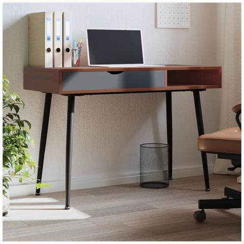 Scrivania Con Cassetto Marrone 110x50x75 Cm Legno Multistrato - Foto 1