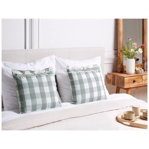 Set Di 2 Cuscini Tamnine 45 X 45 Cm Verde Menta Trama A Scacchi - Foto 1