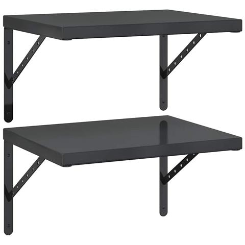 Mensole A Muro 2 Pz 50x40 Cm Nero In Acciaio Inossidabile - Foto 1