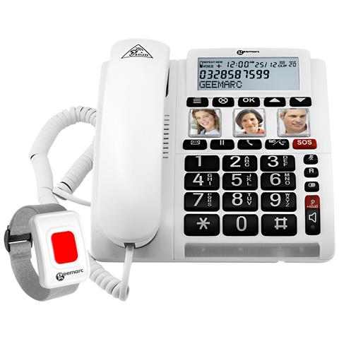 Telefono Amplificato Con Controllo Del Volume E Telecomando Sos Cl610, Bianco - Foto 1