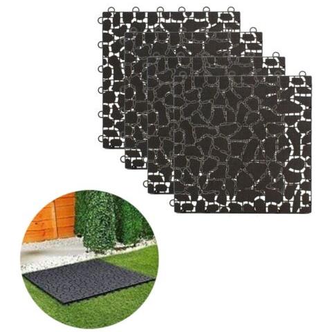 Piastrella Esterni Pavimento Set Da 4 Pavimentazione Giardino 30x30cm Nero - Foto 1