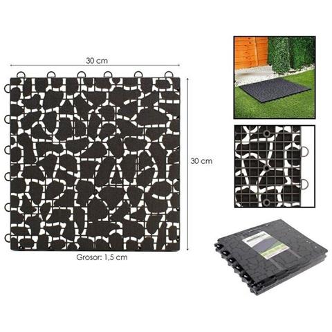 Piastrella Esterni Pavimento Set Da 4 Pavimentazione Giardino 30x30cm Nero - Foto 2