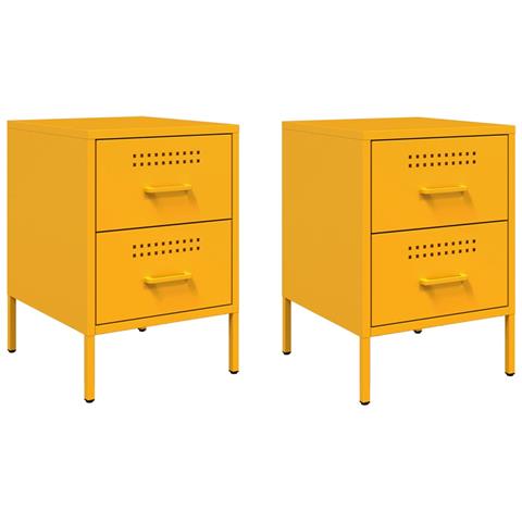 Comodini 2 Pz Giallo Senape 36x39x50,5 Cm In Acciaio - Foto 1