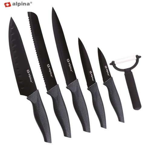 Set 6 Coltelli e Pelapatate Acciaio Inossidabile Antiaderente Carne Pesce - Foto 1