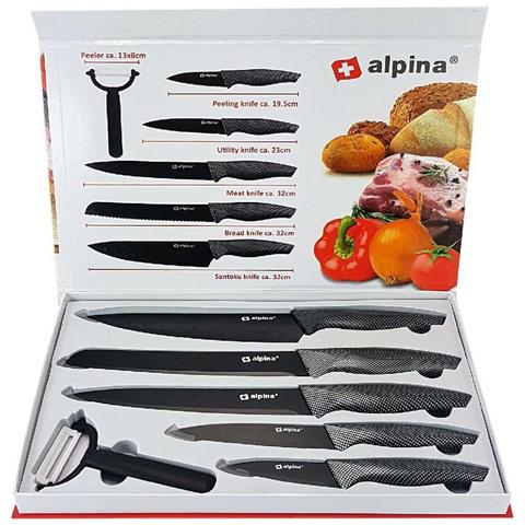 Set 6 Coltelli e Pelapatate Acciaio Inossidabile Antiaderente Carne Pesce - Foto 4