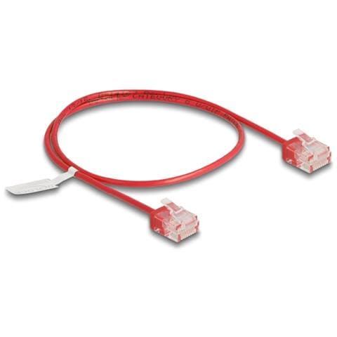 Cavo di rete RJ45 Cat. 6 UTP Ultra Slim 0,5 m rosso con connettori corti - Foto 1