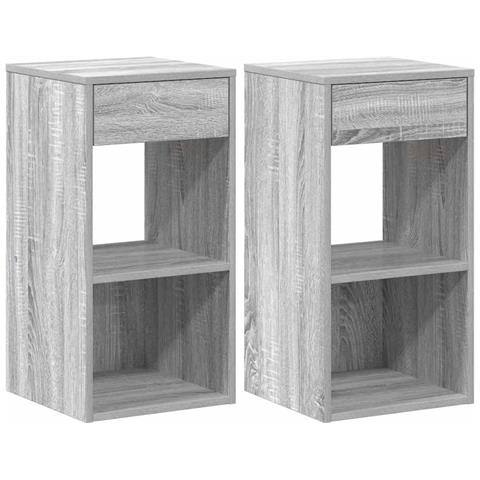 Comodini Con Cassetto 2 Pz Grigio Sonoma 35x34x66,5 Cm - Foto 2