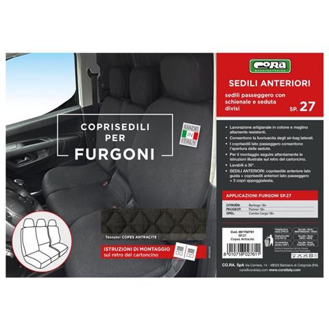 Coprisedili Per Furgoni Tg. Sp27 Tess. Cotone Trapuntato Antracite - Foto 3
