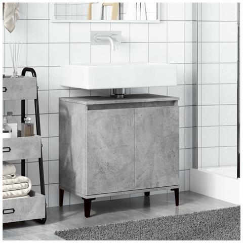 Mobile Lavabo Grigio Cemento 58x33x60 Cm In Legno Multistrato - Foto 3