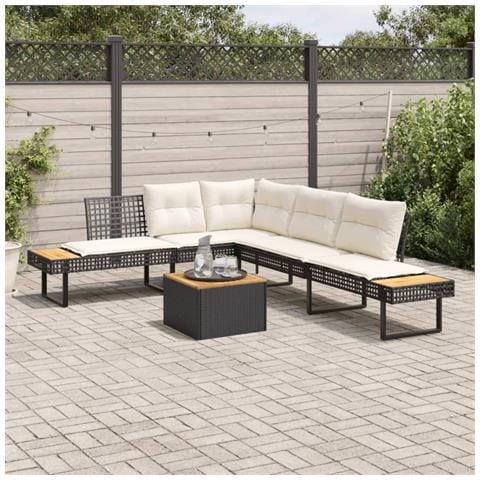 Set Divani Da Giardino 2 Pz Con Cuscini Nero Polyrattan Acacia - Foto 2