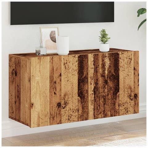Mobile Tv A Parete Legno Antico 80x30x41 Cm - Foto 1