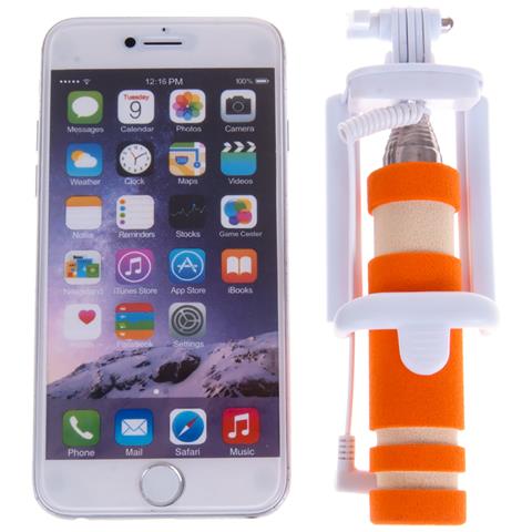 Mini Selfie Stick Con Impugnatura Antiscivolo 4x3x14 Cm. Arancia - Foto 2