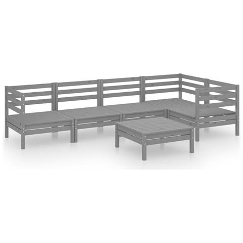 Lusso Casadino - Set Salotto Da Giardino 6 Pz In Legno Massello Di Pino Grigio - Foto 1